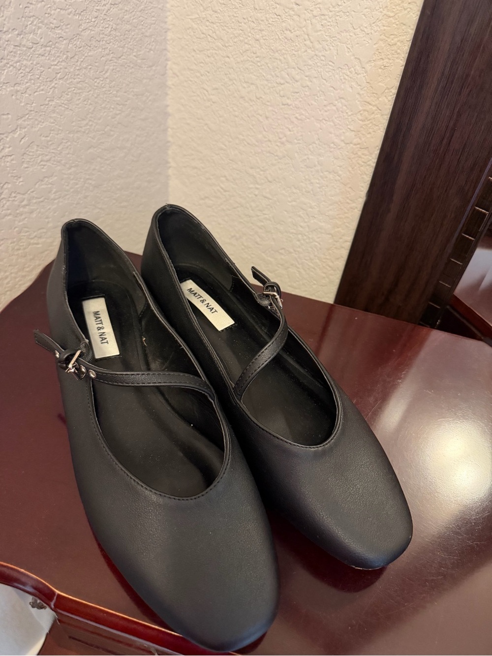 Matt & Nat Black Cross-Strap Mary Jane Flats - Picture 2 of 4